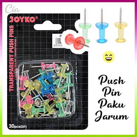 Jual Push Pin Joyko Warna Transparan Jarum Paku Tekan Mading Board