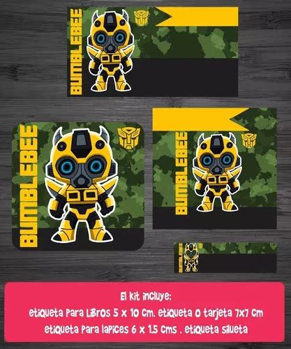 Kit Imprimible Etiquetas Escolares Bumblebee Editable Cuotas Sin Interés