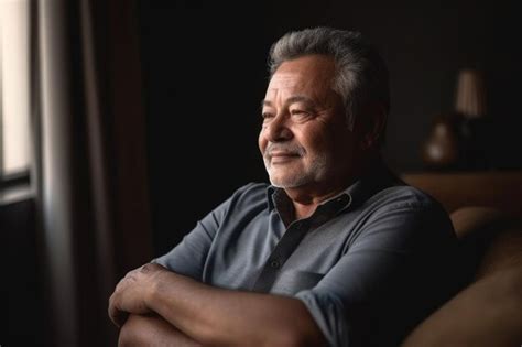 Portrait Of A Mature Man Relaxing At Home Premium Ai Generated Image