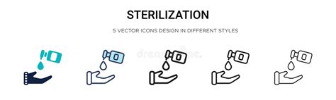 Icono De Esterilización En El Contorno De Línea Delgada Y Estilo De
