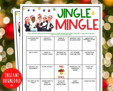 Holiday Office Party Jingle Mingle Game Find Someone Who Xmas Games Fun Christmas Work Party