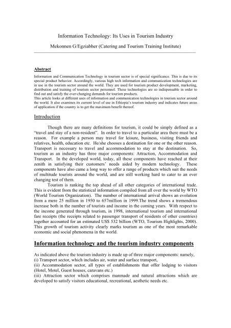 Information Technology And The Tourism Industry Components