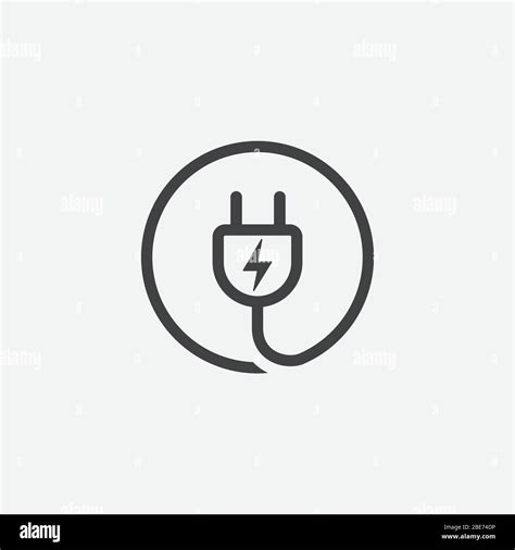 Electric Plug Sign Icon Power Energy Symbol Plug Curve Icon