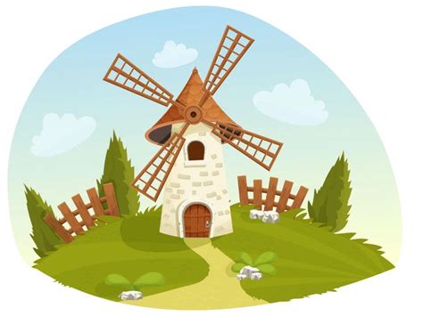 Windmill Cartoon Background