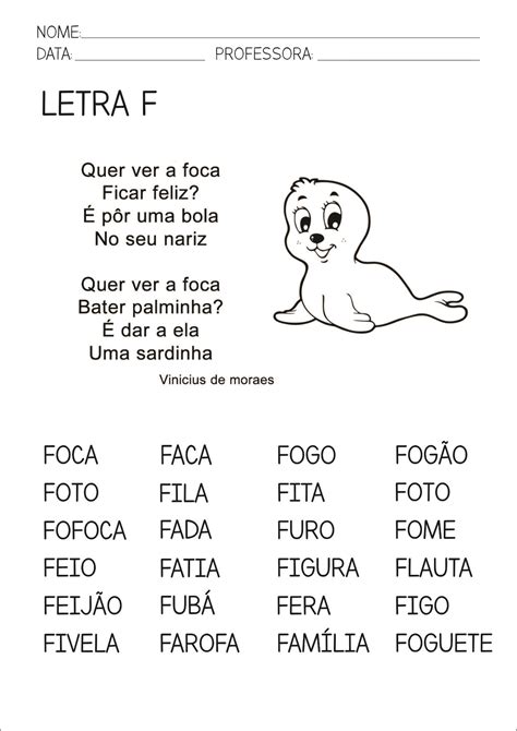 Ficha De Leitura Letra F