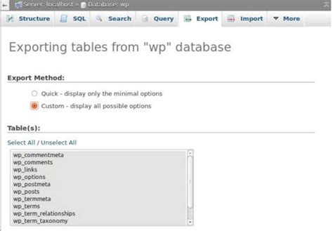 Backup Wordpress Database With Phpmyadmin H2s Media