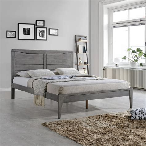 Stacey Rustic Wooden Queen Platform Bed, Rustic Gray - Walmart.com ...