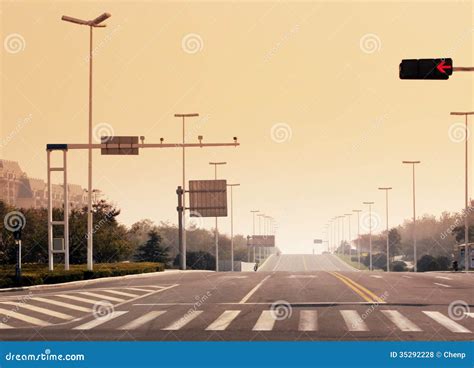 The Signal Lamp And A Pedestrian Crossing Marking Stock Photo Image