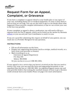 Fillable Online Medicare Appeal Complaint Or Grievance Form Template