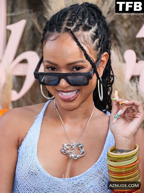Karrueche Tran Sexy Seen Showing Off Her Nude Tits At The Revolve Fest