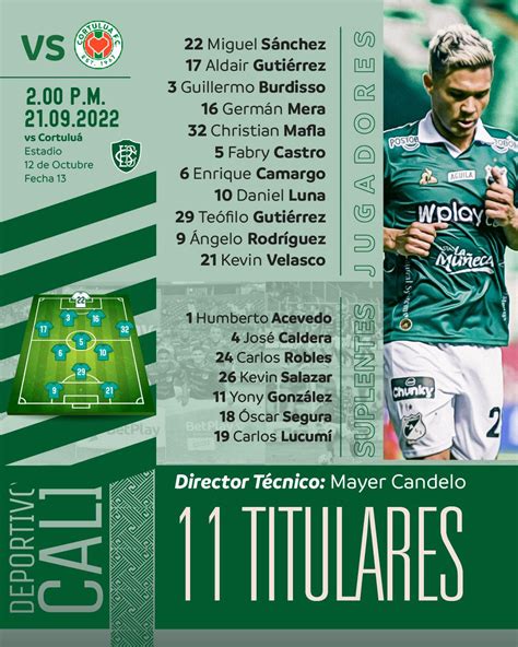 Deportivo Cali On Twitter El Titular Para Enfrentar La Fecha