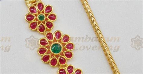 Double Color Kemp Stone Big Flower Pattern Side Pendant Mopu Thali