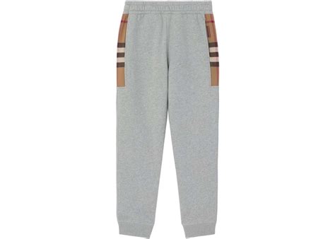 Burberry Check Panel Track Pants Ligh Grey Mens Us