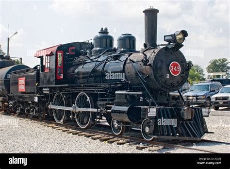 Central Of Georgia 4 4 0 Steam Locomotive On Display Outside A Railroad