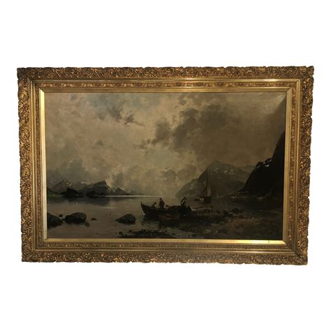 Antique Oil Painting in Gold Frame | Chairish