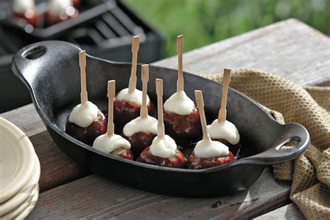 Smokey Barbecue Meatball Skewers With Mozzarella