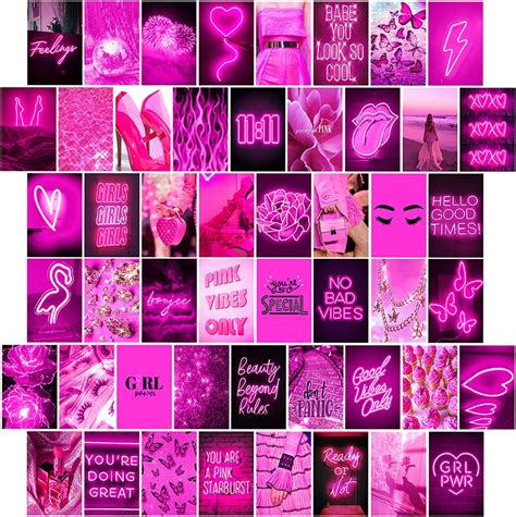 Woonkit Pink Neon Wall Collage Kit Aesthetic Pictures