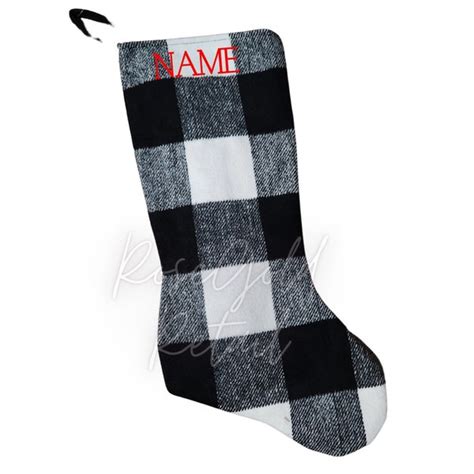 Black And White Plaid Stockings Etsy