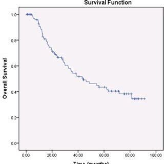 A Graph Showing Kaplan Meier Overall Survival Estimation For 98