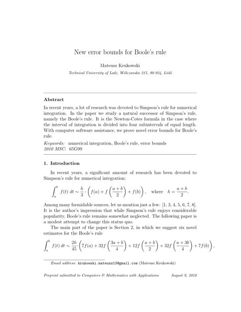 (PDF) New error bounds for Boole's rule