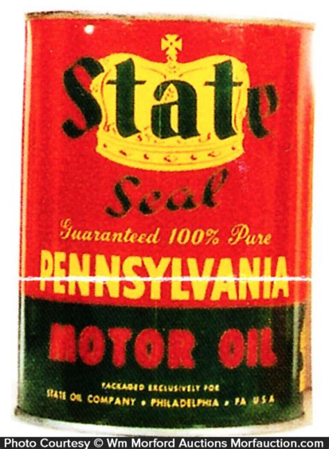 State Seal Motor Oil Can • Antique Advertising