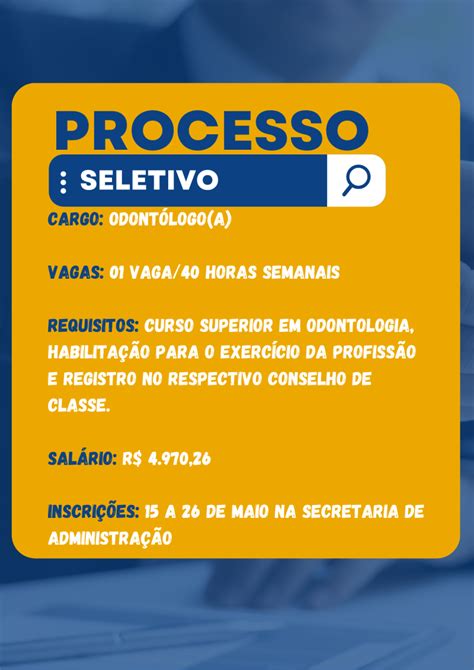 PROCESSO SELETIVO SIMPLIFICADO Nº 22 2023 CONTRATAÇÃO DE ODONTÓLOGO A