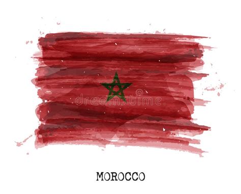 Bandera Del Diseño De La Pintura De La Acuarela De Marruecos Vector