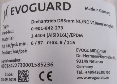 NEW EVOGUARD 0 901 842 273 BUTTERFLY VALVE 0901842273 SB Industrial