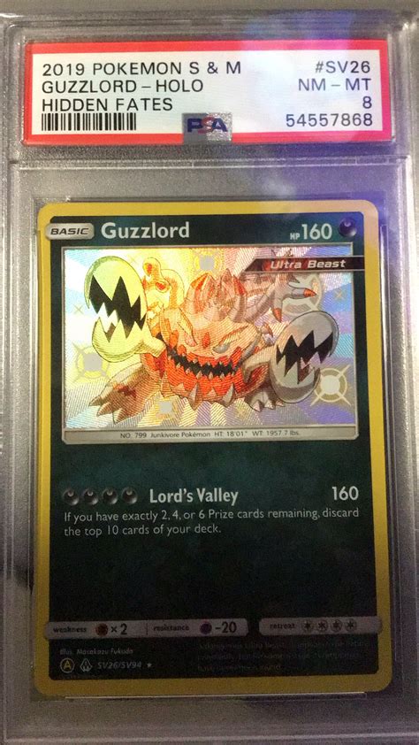 2019 Pokemon Sun Moon Hidden Fates Sv26 Guzzlord Holo PSA 8 GameStop