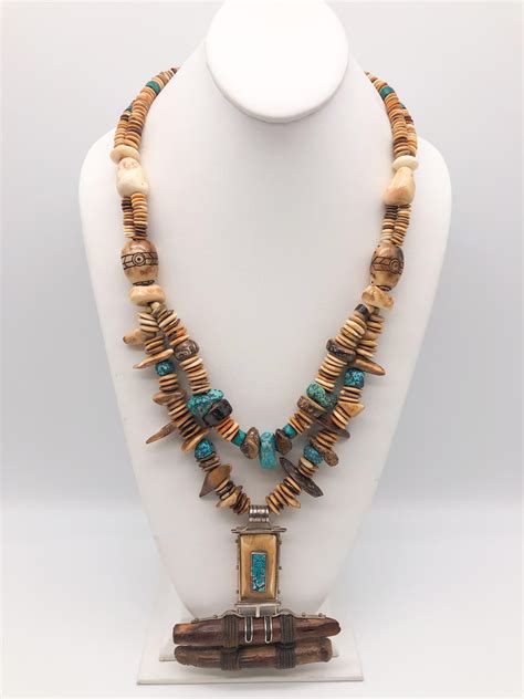 A Jeschel Remarkable Prehistoric Turquoise And Fossil Pendant Necklace