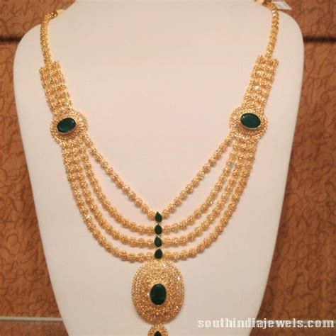 Multilayer Cz Stone Necklace Design South India Jewels