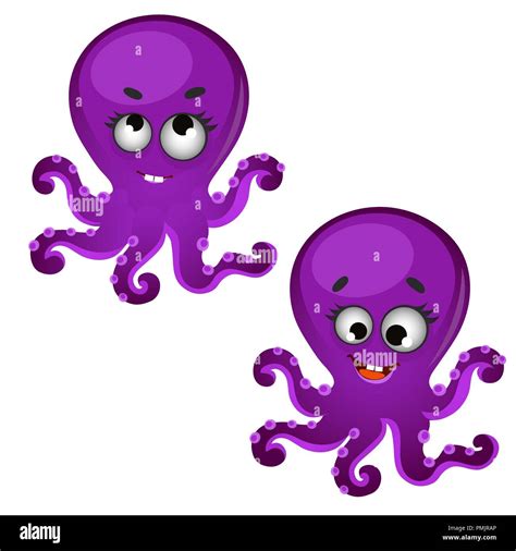 Cute Purple Cartoon Octopus