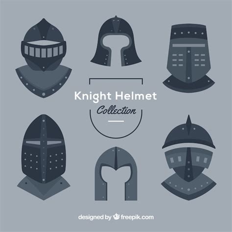 Free Vector Collection Of Armor Helmet In Flat Design