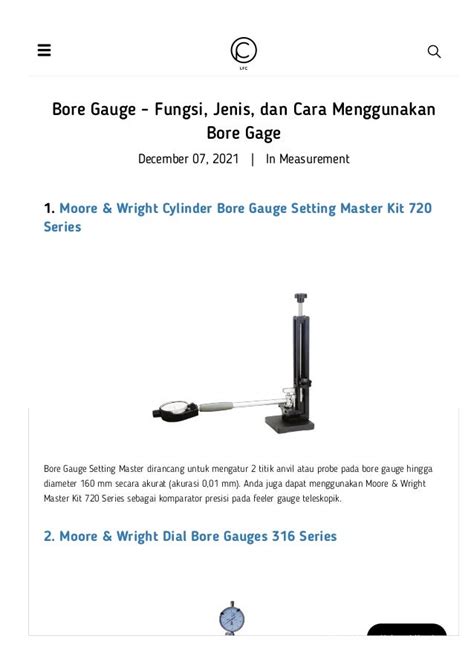 Bore Gauge Fungsi Jenis Dan Cara Menggunakan Bore Gage Pdf