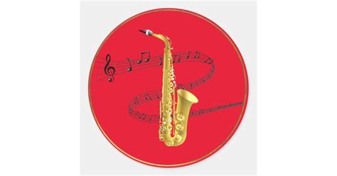 Saxophone Music Classic Round Sticker Zazzle