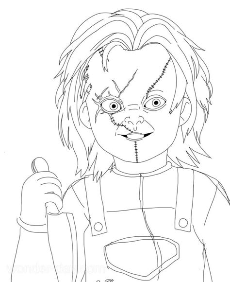 Chucky Annabelle Novia Dragoart Outline Terror Colouring Colorier Films