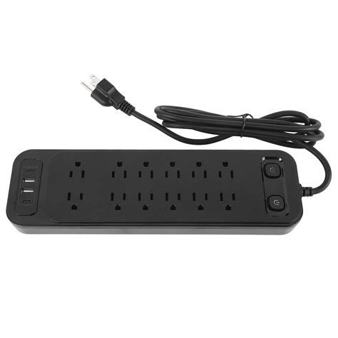 Black Multi Hole Outlet Power Strip Desk Power Strip 656ft Extension