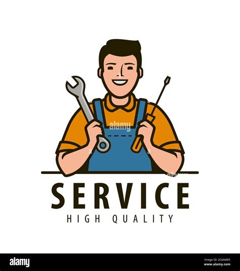 Service Maintenance Logo Technical Specialist With Tools Vector