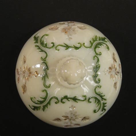 Antique Northwood Custard Decorated Intaglio Custard Glass Butter Dish Carnival Glass