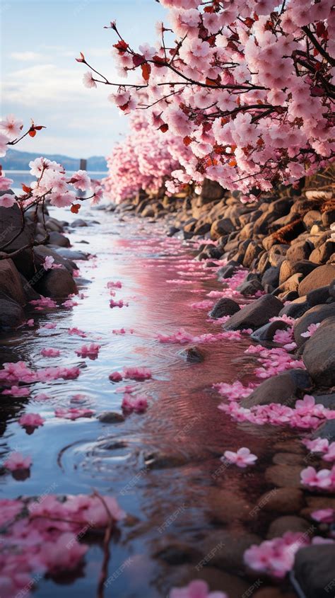 Premium AI Image | wallpaper of cherry blossom scenery