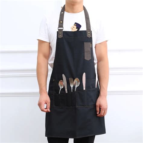 Cooking denim Kitchen Apron For Woman Men Chef Cafe Shop BBQ Aprons ...