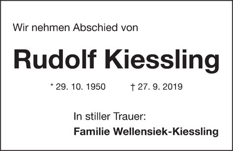 Traueranzeigen Von Rudolf Kiessling Trauer Nn De