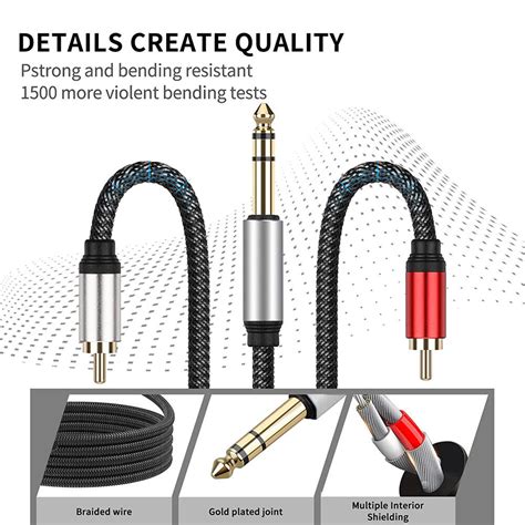 635mm Male To 2rca Male Adapter Cable Audio Y Splitter Cable Insert