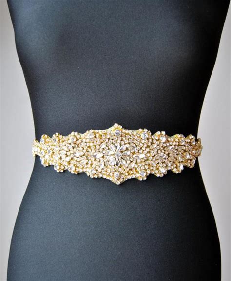 Sale Gold Luxury Crystal Bridal Sash Wedding Dress Sash Belt