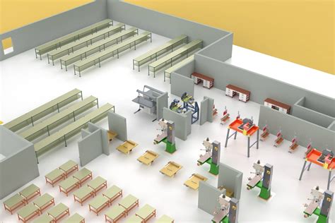 Equipment Layout Workshop Line Factory Industrial Floor Plan - 3D Model ...