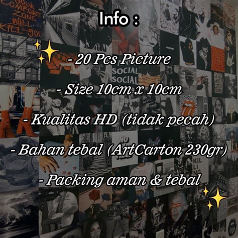 Jual Dinding Hiasan College Wall Kit Square Poster Aesthetic Rock