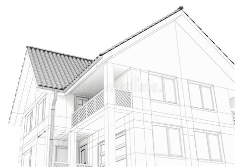 Illustration Of A House Black Line Drawing Stock Illustration