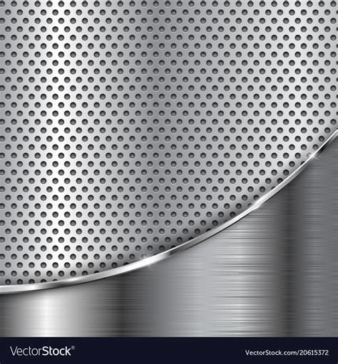 Metal Perforated Background With Chrome Wave Vector Image