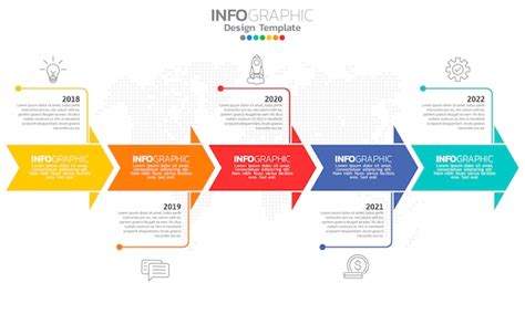 Plantilla De Infografía De Línea De Tiempo Con Flechas Y 5 Opciones Vector Premium