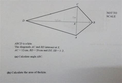 Solved Notto Scale Abcd Is A Kite The Diagonals Ac And Bd Intersect